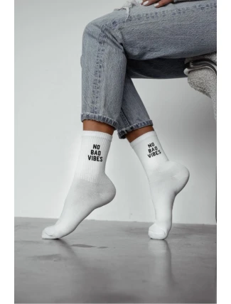 Dámske ponožky NO BAD VIBES White Dámske ponožky NO BAD VIBES White