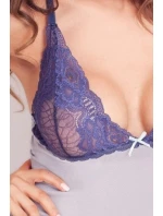 Dámska nočná košeľa Lily Light grey with blue - EWANA