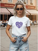 Dámske bavlnené tričko s potlačou, biele, FashionStreet NX8055RY