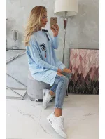 Oversize mikina s asymetrickými bokmi modrá