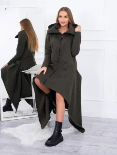 Zateplené šaty s dlhšími bokmi khaki