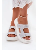 Zdobione Klapki Damskie Na Platformie Białe Jestella