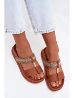 Dámské platformové sandály s pásky a zlatým detailem Camel Tahlia