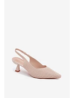 Textilné sandále na podpätku Beige Delessa Textilné sandále na podpätku Beige Delessa