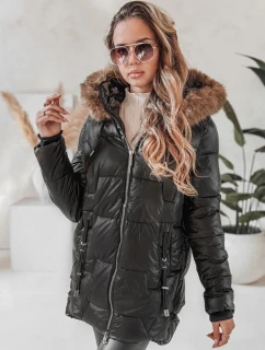 Dámska zimná bunda NORINA prešívaná s kožušinou čierna FashionStreet TY5054