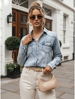 Dámska džínsová košeľa na gombíky, svetlo modrá, FashionStreet DY0489 Dámska džínsová košeľa na gombíky, svetlo modrá, FashionStreet DY0489