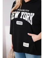 Dámska mikina Plus Size s kapucňou a klokaním vreckom čierna Dámska mikina Plus Size s kapucňou a klokaním vreckom čierna
