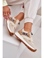 Buty Sportowe Damskie Na Platformie Zebra Beżowe Davinara
