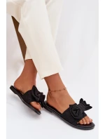 Dámské pantofle na nízkém podpatku s mašlí Černé Amivelle