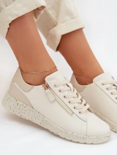 Kožené dámské polobotky se zipem béžové Dorothea