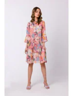 S337 Šifónové šaty s viazaným výstrihom - model 1 S337 Šifónové šaty s viazaným výstrihom - model 1