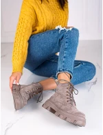 Jedinečné hnedé dámske členkové topánky s plochým podpätkom