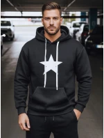 Pánska mikina s kapucňou čierna FashionStreet BX5924 Pánska mikina s kapucňou čierna FashionStreet BX5924