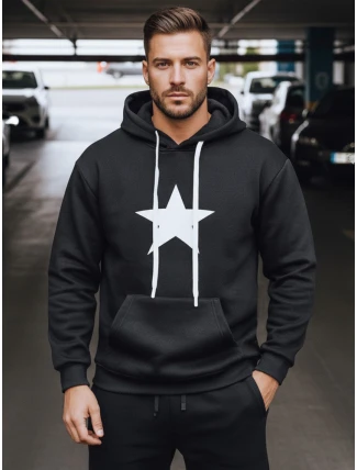 Pánska mikina s kapucňou čierna FashionStreet BX5924 Pánska mikina s kapucňou čierna FashionStreet BX5924