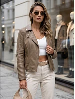 Dámska kožená bunda v štýle Ramones v béžovej farbe FashionStreet TY5712 Dámska kožená bunda v štýle Ramones v béžovej farbe FashionStreet TY5712