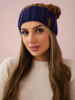 Milano fleecová čiapka K203 horčicová melange+tmavo fialová