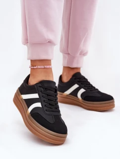 Sneakersy Damskie Na Platformie Czarne Tolianna