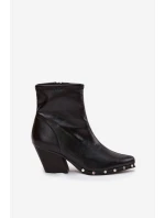 Botki Kowbojki Damskie Z Eko Skóry Na Słupku Czarne Abrielle