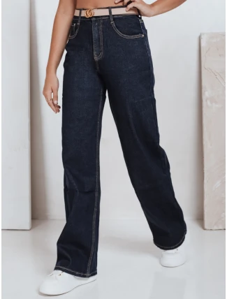 Dámske široké džínsy tmavomodré FashionStreet UY2769
