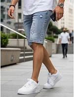 Pánske džínsové šortky s odretou modrou FashionStreet SX2578