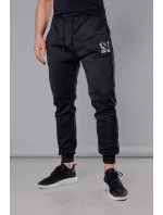 Čierne pánske teplákové nohavice s potlačou (8K178-3) Čierne pánske teplákové nohavice s potlačou (8K178-3)