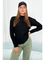 Sveter s dekoratívnou väzbou čierny Sveter s dekoratívnou väzbou čierny