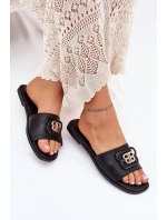 Płaskie Klapki Damskie Z Ozdobnym Detalem Czarne Nenitta