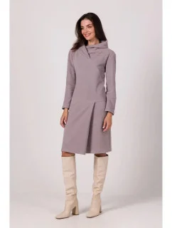 Midi šaty s vysokým golierom B270 sivé - BeWear