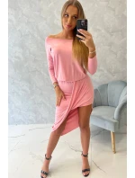 Asymetrické šaty, 3/4 rukávy, púdrovo ružové