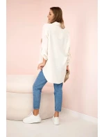 Bavlnená mušelínová oversize košeľa svetlo béžová