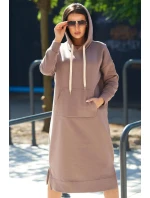 Dlhé šaty s kapucňou 9623 Tmavo béžová - K-Fashion Dlhé šaty s kapucňou 9623 Tmavo béžová - K-Fashion