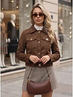 Dámska semišová bunda s patentkami, hnedá, FashionStreet TY5879 Dámska semišová bunda s patentkami, hnedá, FashionStreet TY5879