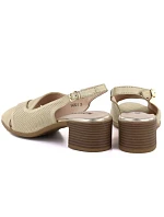 Dámske pohodlné zlaté sandále na ihlovom podpätku M.Daszynski SA262-3