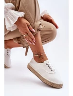 Sznurowane Trampki Espadryle Big Star LL274833 Białe