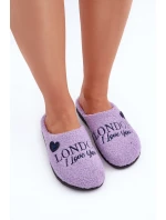 Dámske papuče s nápisom a kožušinou typu lamb Purple Inblu ET000027