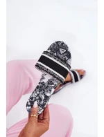 Wzorzyste Płaskie Klapki Damskie Czarne Leysi