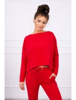 Súprava s oversize blúzkou červenej farby