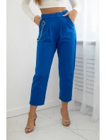 Nové nohavice punto s reťazou v chrpovo modrej farbe