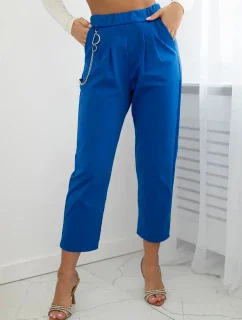 Nové nohavice punto s reťazou v chrpovo modrej farbe