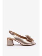 Skórzane Sandały Z Ozdobą Laura Messi 2719 Złote