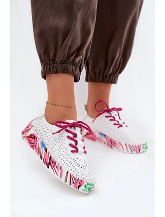 Dámske kožené poltopánky so vzorovanou platformou Fuchsia Femela Dámske kožené poltopánky so vzorovanou platformou Fuchsia Femela