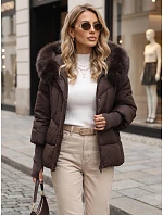 Dámska prešívaná zimná bunda s kožušinou, hnedá, FashionStreet TY5743 Dámska prešívaná zimná bunda s kožušinou, hnedá, FashionStreet TY5743