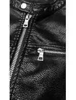 Klasická čierna pánska bunda z eko kože (11Z8025)