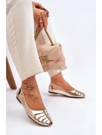 Zazoo 10009 Wygodne Skórzane Baleriny Damskie Złote