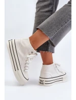 Trampki Damskie Na Platformie Białe Aineri