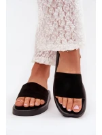 Klapki Damskie Na Platformie Z Eko Zamszu Czarne Jorina