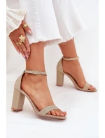 Błyszczące Sandały Damskie Na Słupku Złote Kavina