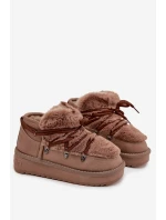 Śniegowce Dziecięce Młodzieżowe Z Futerkiem D.Franklin DFSH370011 Brązowe