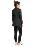 B030 Pletená bunda bez goliera - čierna