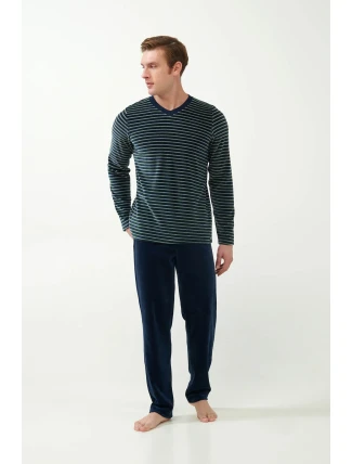 Vamp - Zamatové pruhované pyžamo 21713 - Vamp